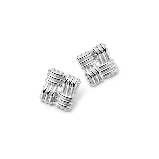 Geometric Silver Stud Earrings