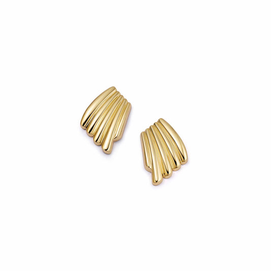 Elegant Gold Wave Stud Earrings